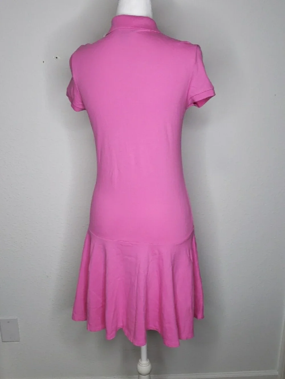 Polo Ralph Lauren Cotton Stretch Button Tennis Prep Knit Dress Size L Pink